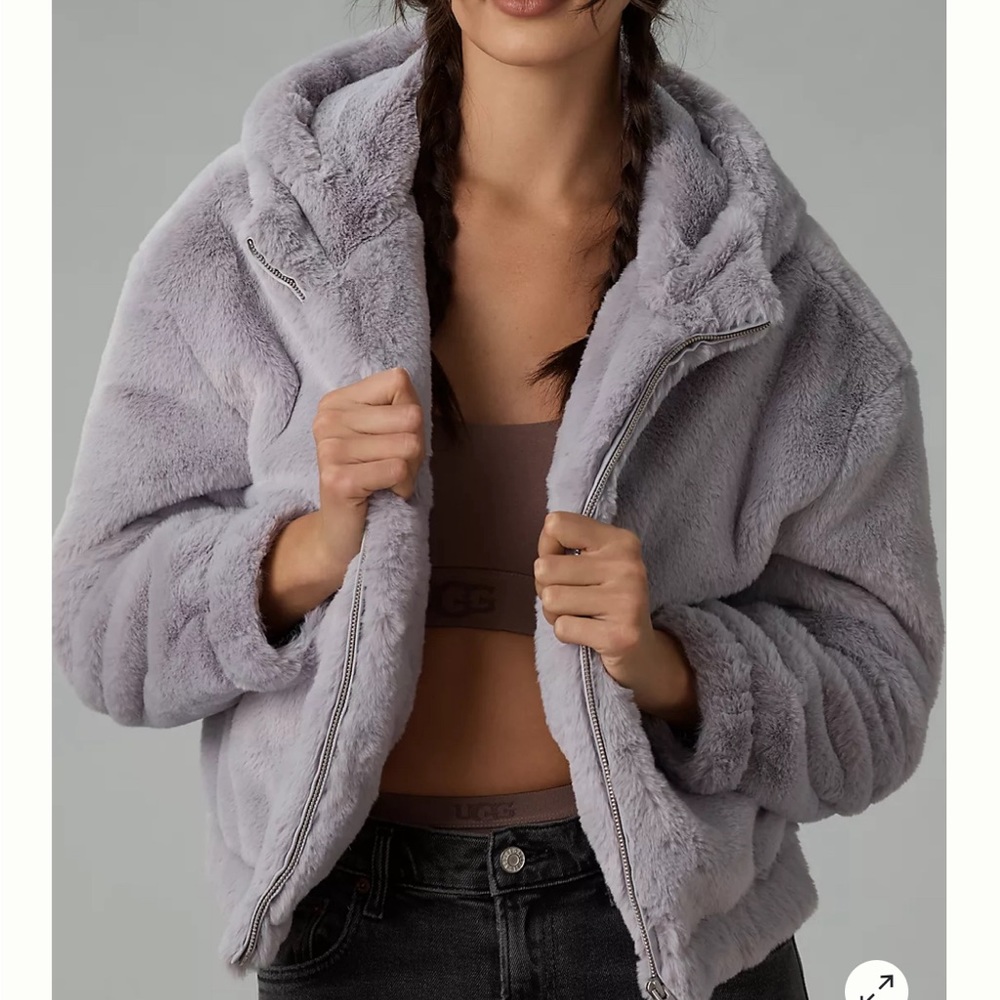 grey fur jacket , very very soft and warm